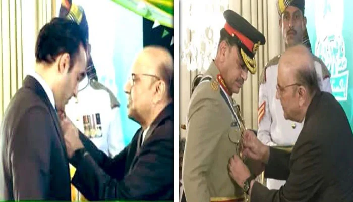 فیلڈ مارشل عاصم منیر کو ’ہلال جرات‘ اور بلاول بھٹو ، محسن نقوی ،اسحاق ڈارکو ’نشان امتیاز‘ سے نوازا گیا