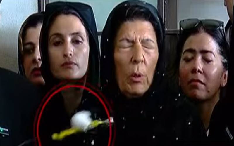 عمران خا ن کی بہن علیمہ خان پر میڈیا سے گفتگو کے دوران انڈاپھینک دیا گیا