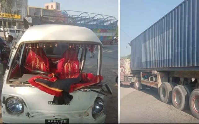 کھاریاں : سکول وین اور ہیوی ٹرک میں تصادم، 7 بچوں سمیت 8 افراد زخمی